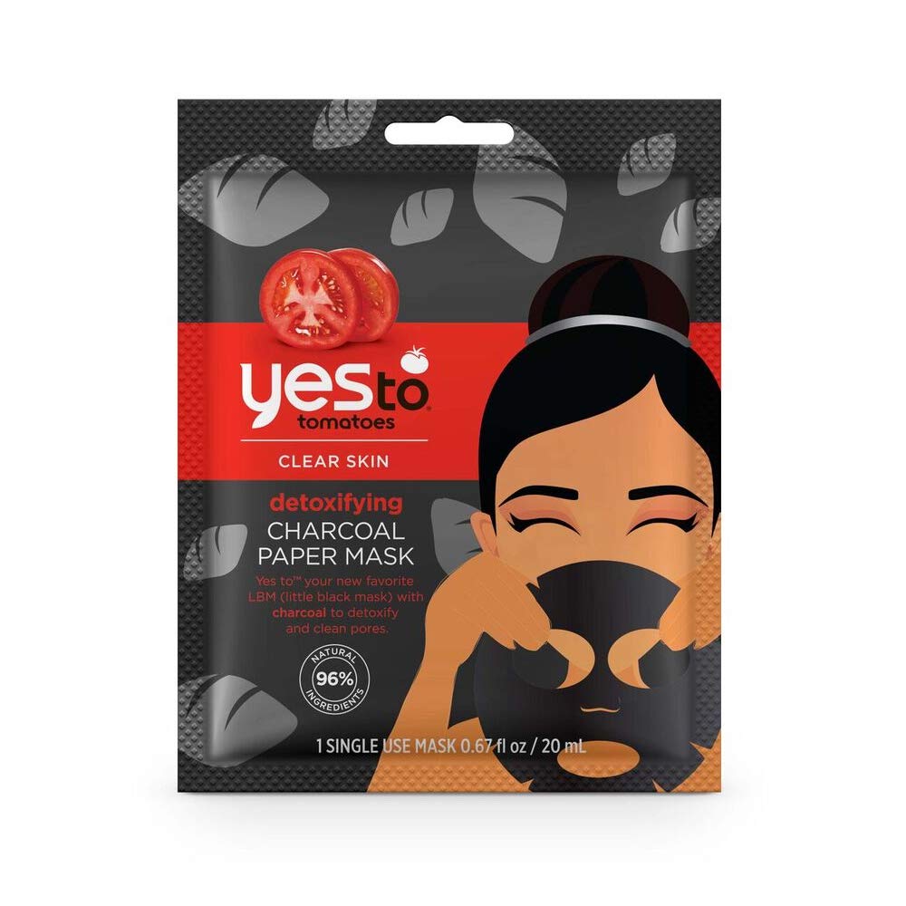 Yes To Tomatoes Detoxifying Paper Mask, Pore Cleaning Formula To Detoxify Skin & Help Remove Impurities, Hydrating & Moisturizing, With Charcoal Beauty & Personal Care Yes To