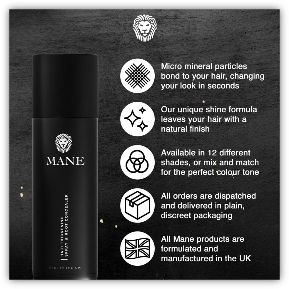 Mane Micro-Mineral Hair Thickening Spray & Root Touch Up Spray, Instant Volume & Root Cover Up for Thinning or Fine Hair, Lightweight Buildable Beauty & Personal Care MANE