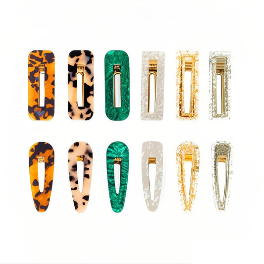 Doromy 12 Packs Acrylic Resin Hair Clips Set Hollow Geometric Alligator Hair Clip Hair Pins Cute Hair Barrettes Bobby Pins Sweet Headwear Hair Beauty & Personal Care Doromy