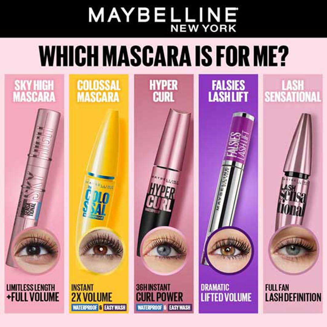 Maybelline Volum Express Hypercurl Plain Black Wash off easily Mascara