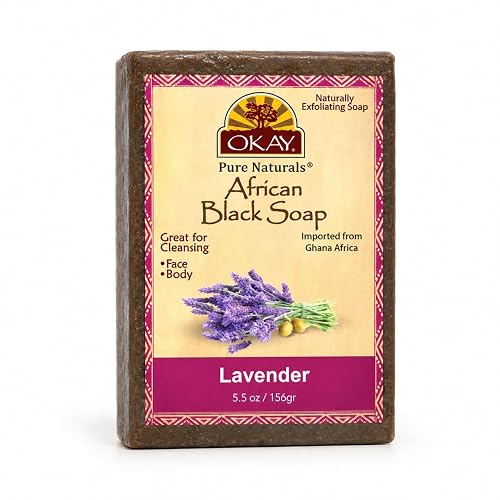 OKAY | African Black Soap with Lavender | For All Skin Types | Cleanses and Exfoliates | Nourishes and Heals | Free of Parabens, Silicones, Sulfates | Beauty & Personal Care OKAY