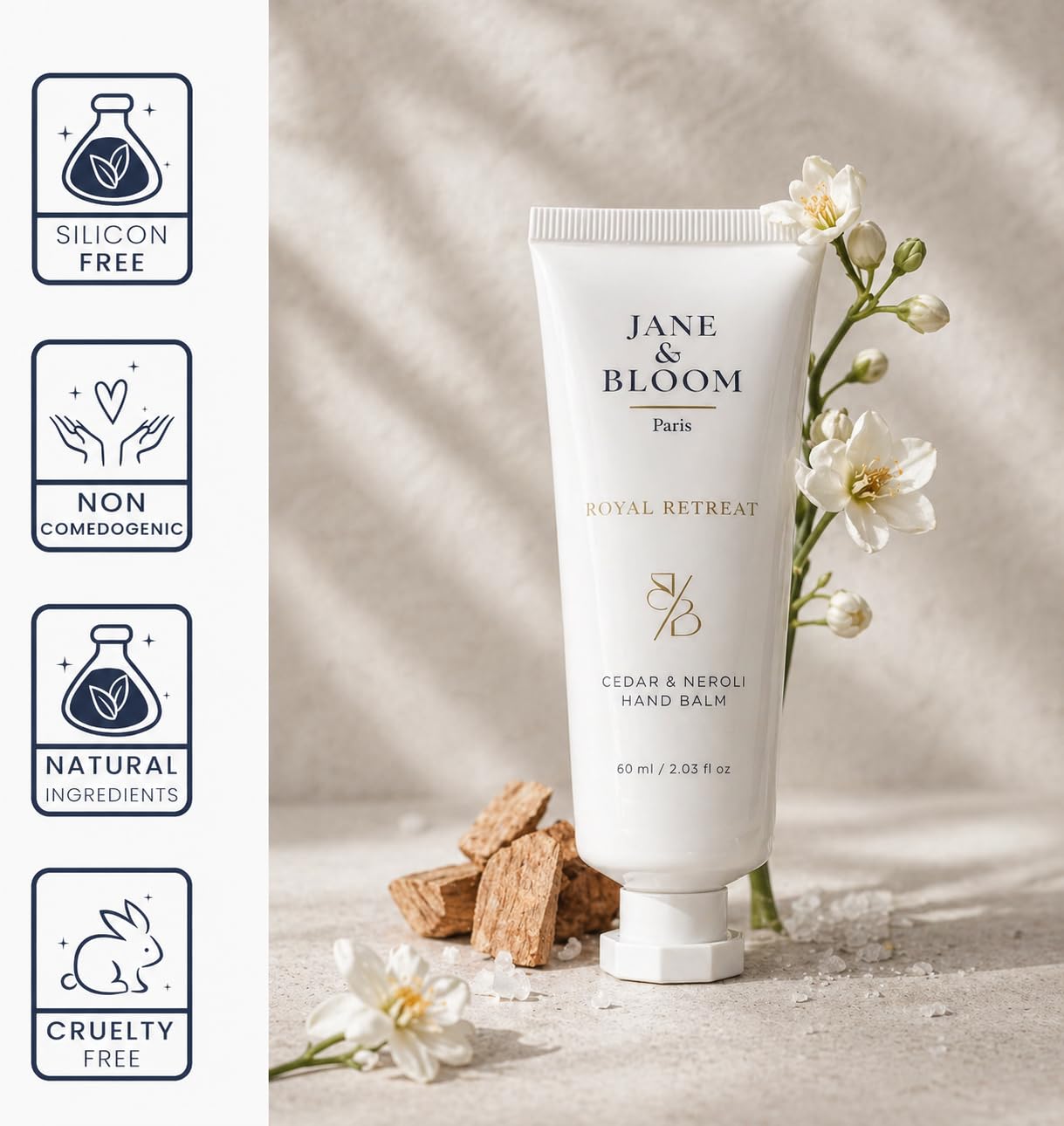Royal Retreat Luxury Spa Gift Box for Women, Cedar & Neroli Bath and Body Gift Set, Relaxing Home Spa Kit with Bath Salt, Body Scrub, Body Oil, Hand Beauty and Personal Care Jane & Bloom