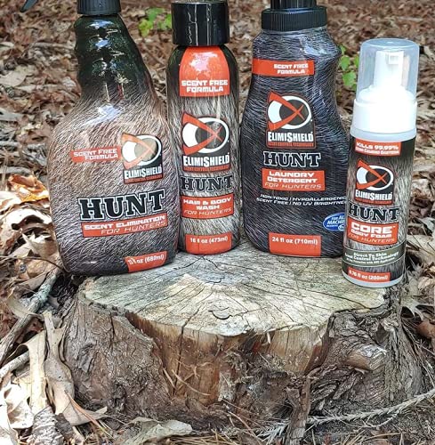 ElimiShield HUNT Complete Scent Control Kit: Laundry Detergent, Hair & Body Wash, Core Body Foam, and 23 oz Scent Eliminator Spray Beauty and Personal Care Snana