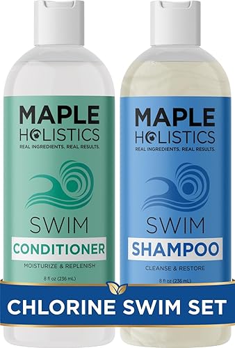 After Swim Shampoo and Conditioner Set - Chlorine Shampoo and Conditioner for Swimmers with Tea Tree and Rosemary Oil - Clarifying Shampoo for Hard Beauty & Personal Care Maple Holistics