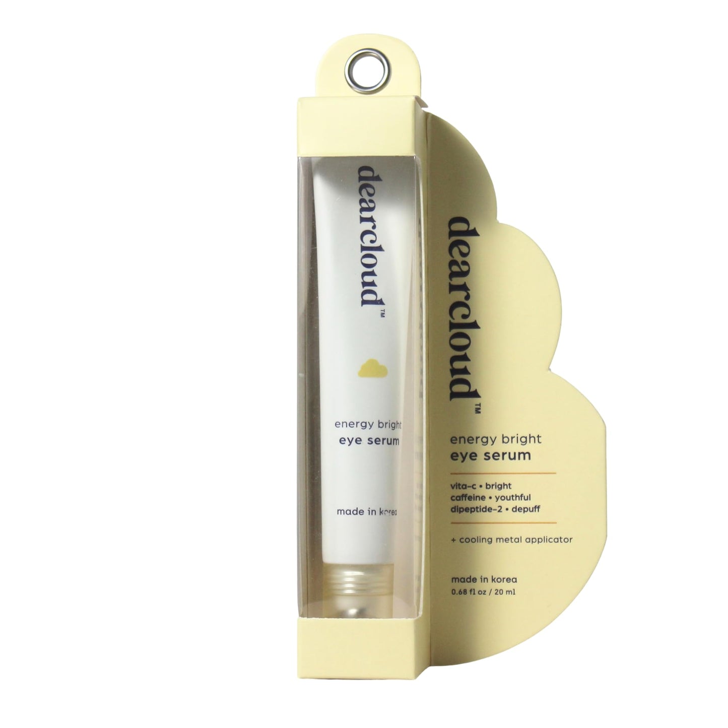 dearcloud Energy Eye Serum - Under Eye Serum for Puffiness and Bags with Vitamin C & Dipeptide-2 - Korean Skincare for Dark Circles (.68 fl oz) Beauty & Personal Care dearcloud