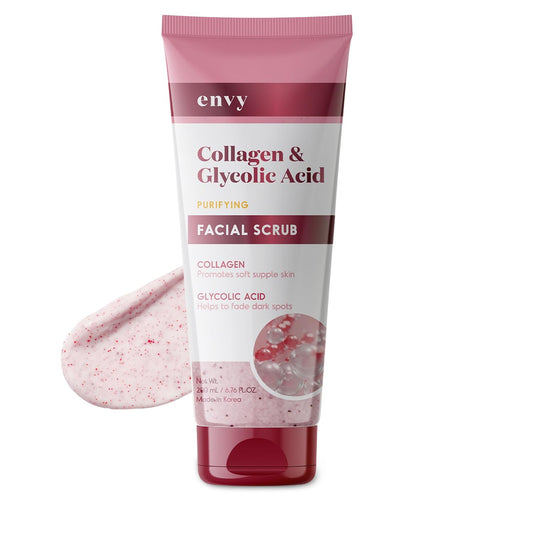 Envy Collagen & Glycolic Acid Face Scrub - Anti-Aging, Softening & Dark Spot Improving Exfoliating Scrub - Dermatologist Tested, Clean Beauty for All Beauty & Personal Care Envy