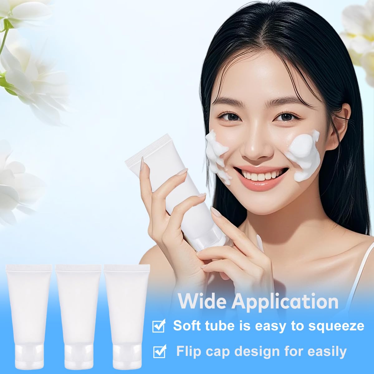 24PCS 30ml/1oz Empty Portable Refillable Clear Plastic Cosmetic Soft Tubes Bottles with Flip Cover Makeup Sample Travel Packing Container Holder Vial Beauty & Personal Care vipolish