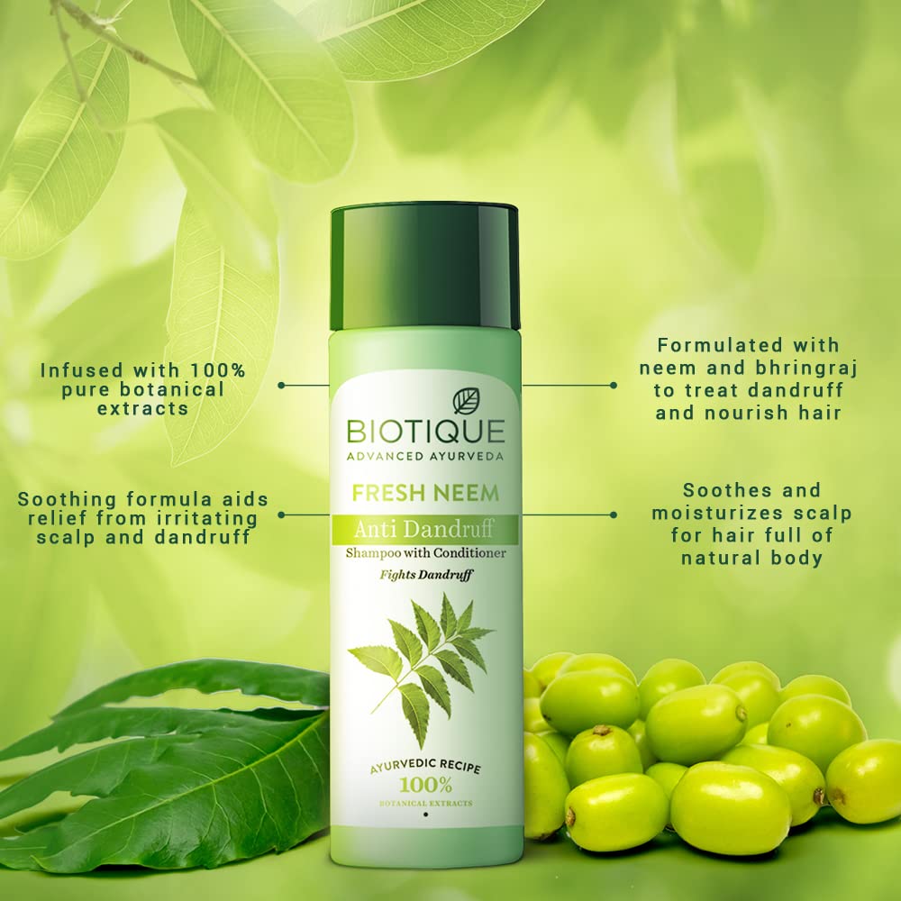 Biotique Margosa Anti-Dandruff Shampoo & Conditioner 190Ml/ 6.42 Fl.Oz I Leaves Hair Fresh, Lustrous And Full Of Natural Body Beauty & Personal Care Biotique