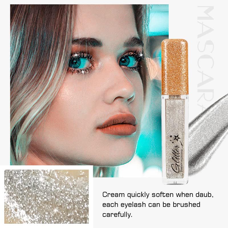 MIESCHER Silver Mascara for Eyelashes, Waterproof, Long-lasting, Diamond Glitter, Lengthening, Curling Beauty & Personal Care MIESCHER