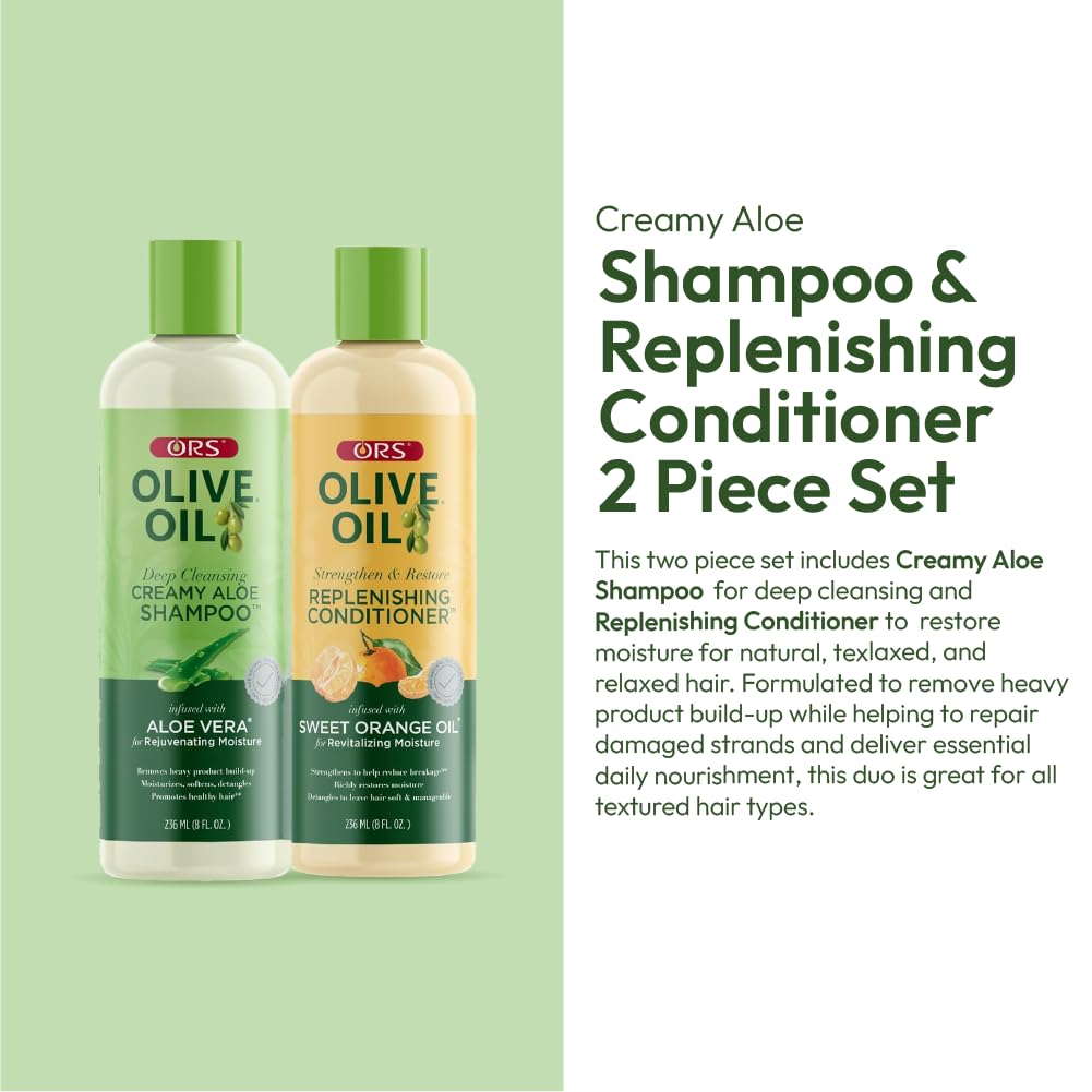 ORS Olive Oil Shampoo & Conditioner with Aloe Vera & Orange Oil for Moisture, Strengthen & Restore 2 Piece Set Beauty & Personal Care ORS