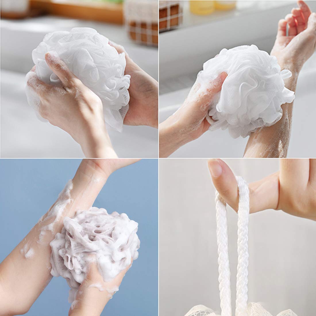 10 Pack of Bath Loofah Shower,Small Size Sponge Pouf Body Scrubber Exfoliator Scrubber Ball,Mesh Bath and Shower Sponge for Kids Women Men Body Wash Beauty & Personal Care Meirrnyyu