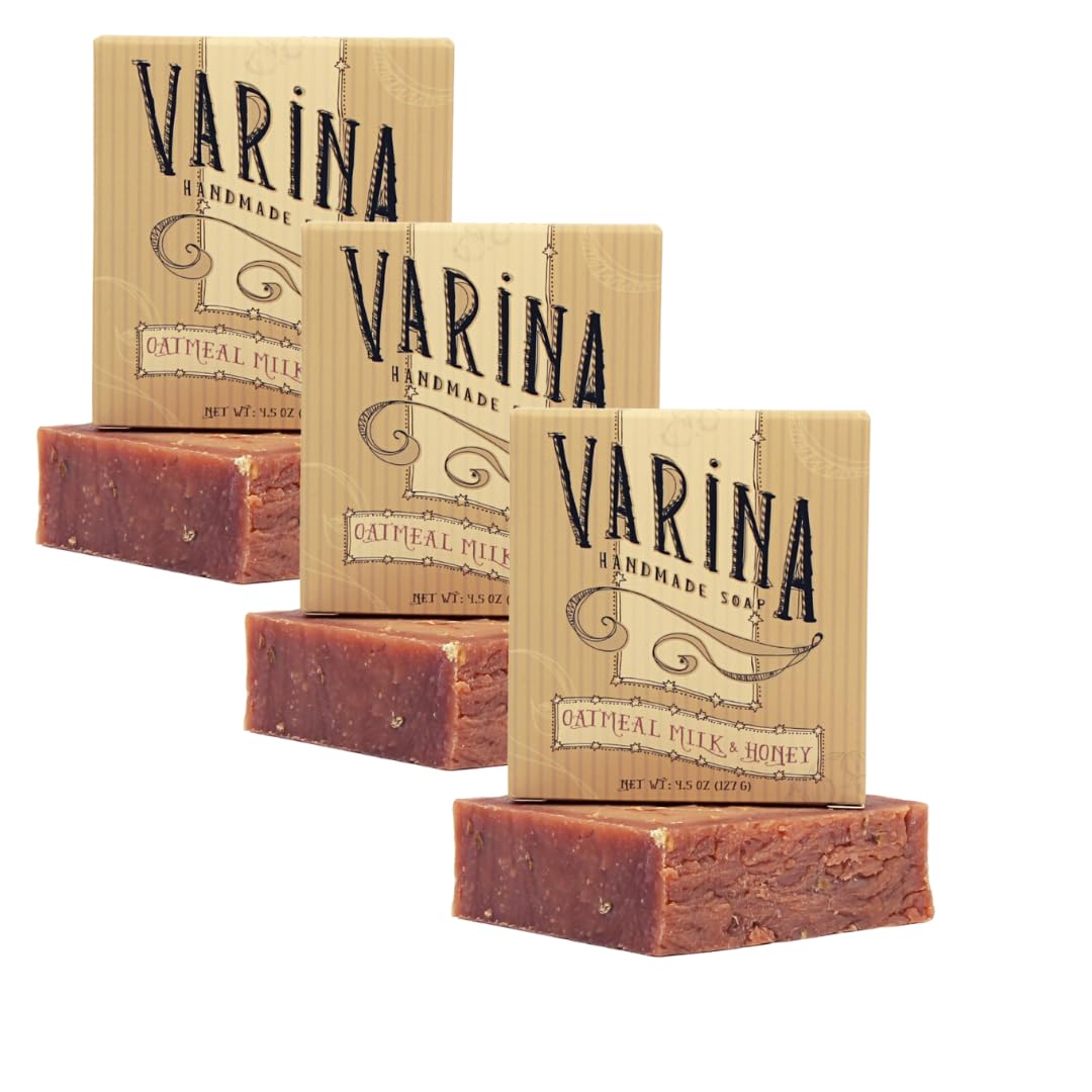 Varina Natural Oatmeal Milk & Honey Bar Soap - Gentle Cleansing for Sensitive Skin, Sweet and Vanilla - 3 Pack Beauty & Personal Care Varina