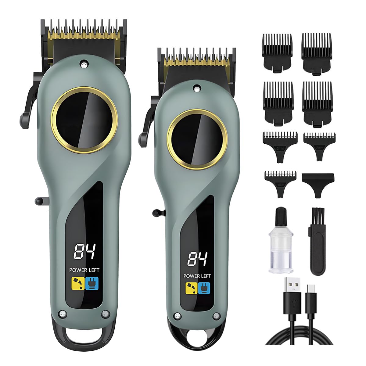 Professional Hair Clippers for Men Cordless & Corded - Rechargeable Barber Clipper & Trimmer Set for Home Haircuts Grooming Kit with 7 Guide Combs LED Beauty and Personal Care GLESVOWIO