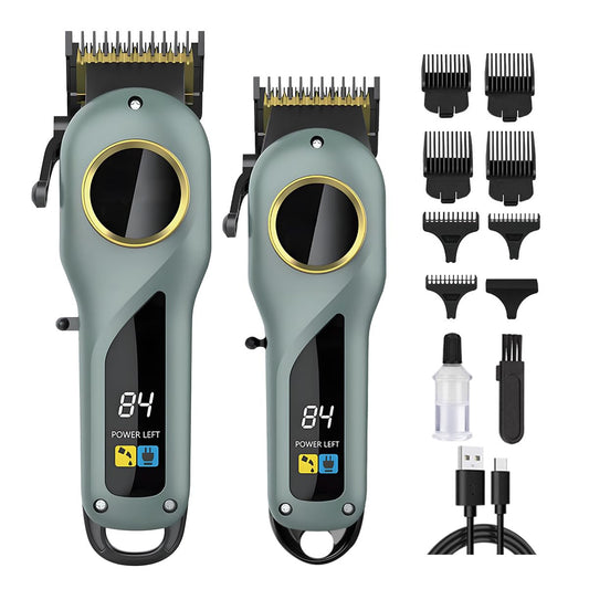 Professional Hair Clippers for Men Cordless & Corded - Rechargeable Barber Clipper & Trimmer Set for Home Haircuts Grooming Kit with 7 Guide Combs LED Beauty and Personal Care GLESVOWIO