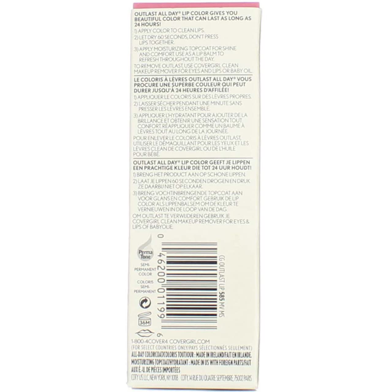 CoverGirl Outlast All Day Lipcolor, Mauve Muse [585] 1 ea (Pack of 4) Beauty & Personal Care COVERGIRL