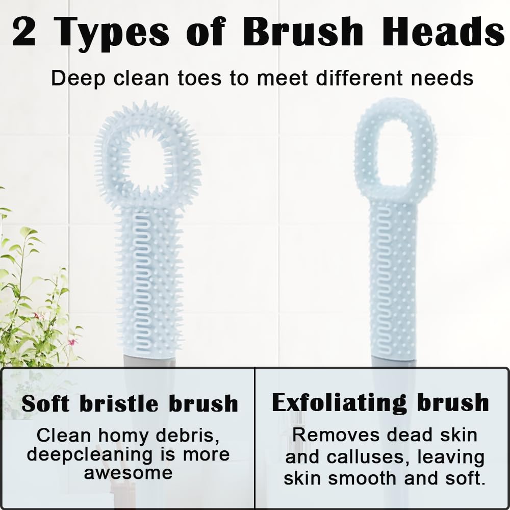 Hahaluk 2 Pack Foot Brush in Shower, Extended Handle Foot Scrubber, Soft Rubber for Cleaning Dead Skin, Dense Foam Toe Cleaning with Hanging Beauty and Personal Care HAHALUK