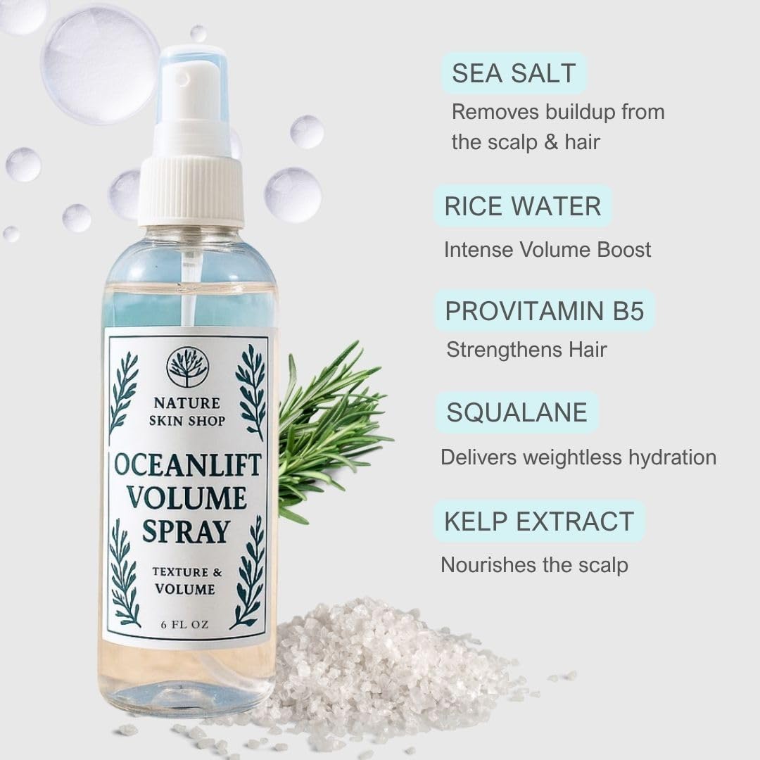 Nature Skin Shop Voluminous Hair System, 3-Piece Shampoo, Conditioner & OceanLift Spray Set for Instant Volume & Body, Thickening for Fine, Flat Beauty & Personal Care Nature Skin Shop