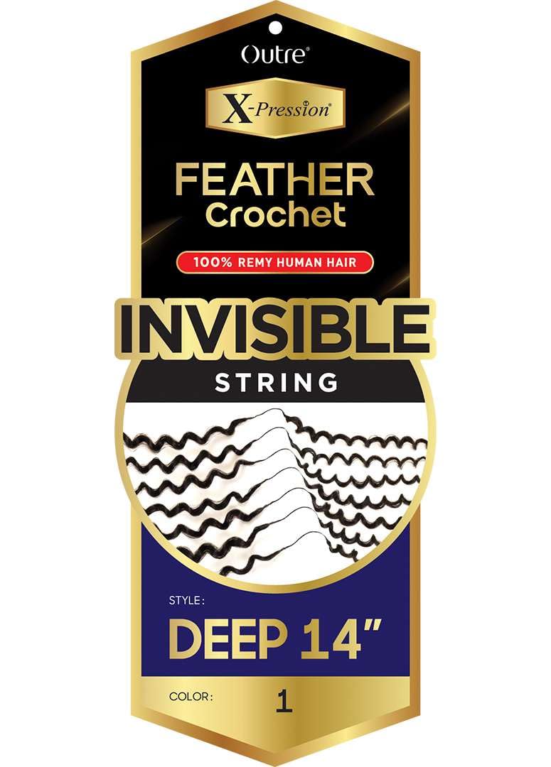 Outre X-Pression 100% Remy Human Feather Crochet Braid - Human Crochet Deep 14" (JET BLACK 1)