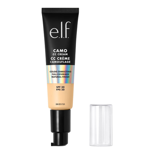 e.l.f. Camo CC Cream, SPF 30 Color-Correcting Medium-To-Full Coverage Face Foundation, Delivers An Airbrushed Finish, Vegan & Cruelty-Free, Fair 140 W Beauty & Personal Care e.l.f.
