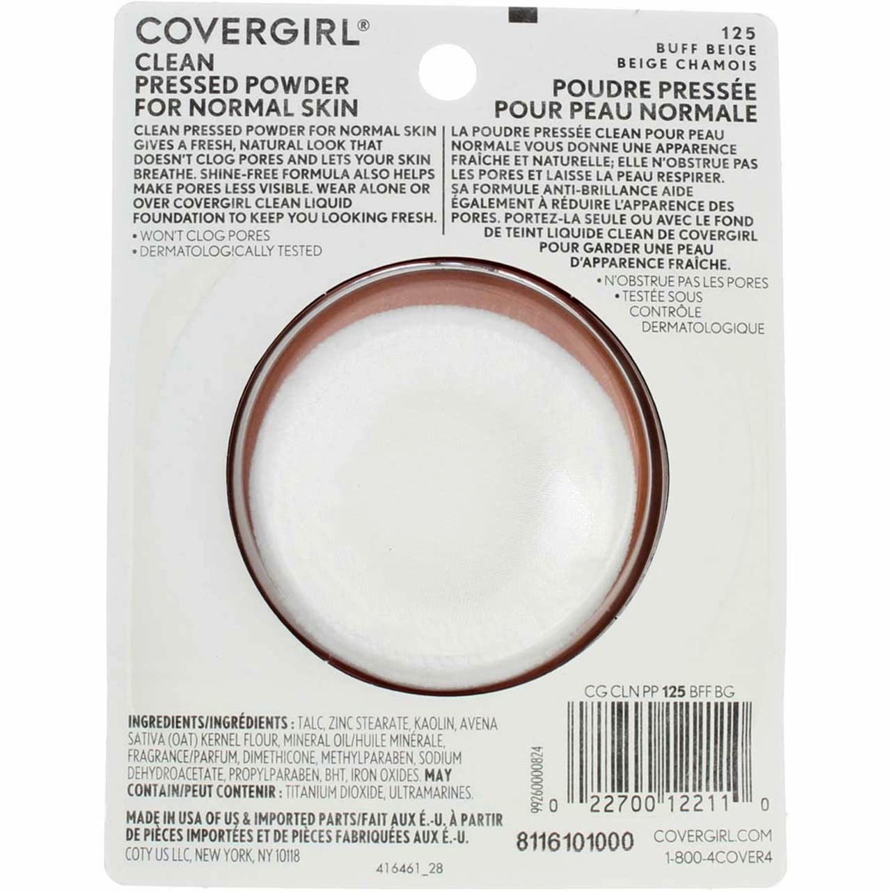 CoverGirl Clean Pressed Powder Compact, Buff Beige 125 .39 oz (11 g) Beauty & Personal Care COVERGIRL