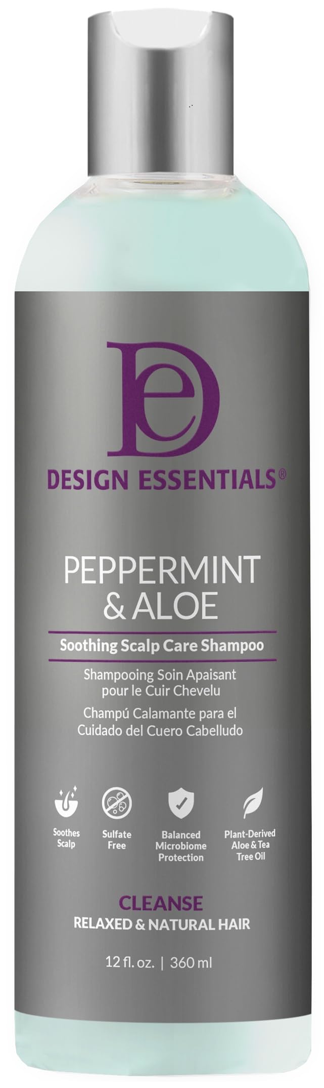 Design Essentials Peppermint & Aloe Therapeutics AntiItch Shampoo Control Scalp Flaking & Itching, 12 Fl Oz