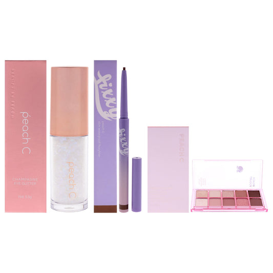 Peach C Kit by Peach C for Women - 3 Pc Kit 0.12oz Eye Shadow - 01 Pure White, 0.04 Eyeliner - 03 Soft Brown, 0.33oz Eye Shadow - 06 Peach Yogurt