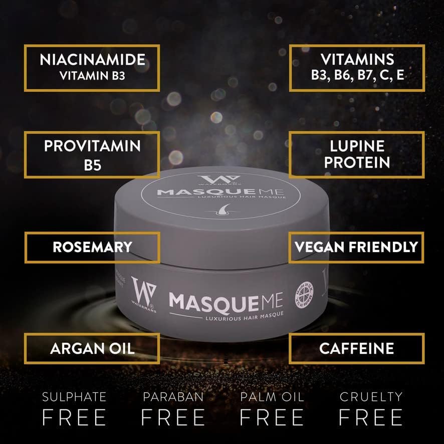 Watermans Hydrating Rosemary & Argan Oil Hair Mask and Deep Conditioner for Dry or Damaged Hair with Niacinamide, Provitamin B5, Caffeine, B3, B6, B7 Beauty & Personal Care Watermans