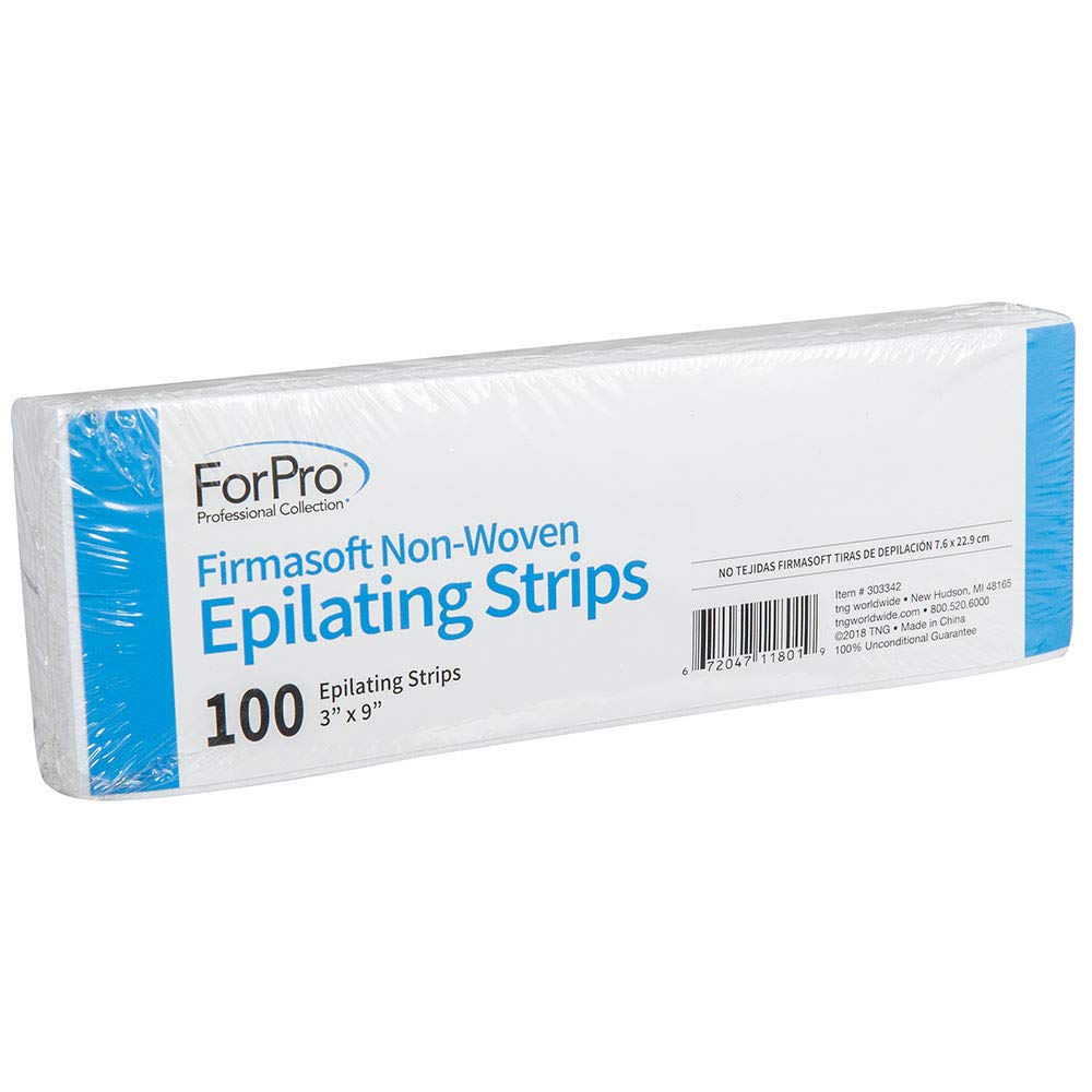ForPro Professional Collection Firmasoft Non-Woven Epilating Strips, Tear-Resistant, 10% Thicker - Pre-Cut Strips for Hair Removal, White, 3” W x 9” Beauty and Personal Care ForPro Professional Collection