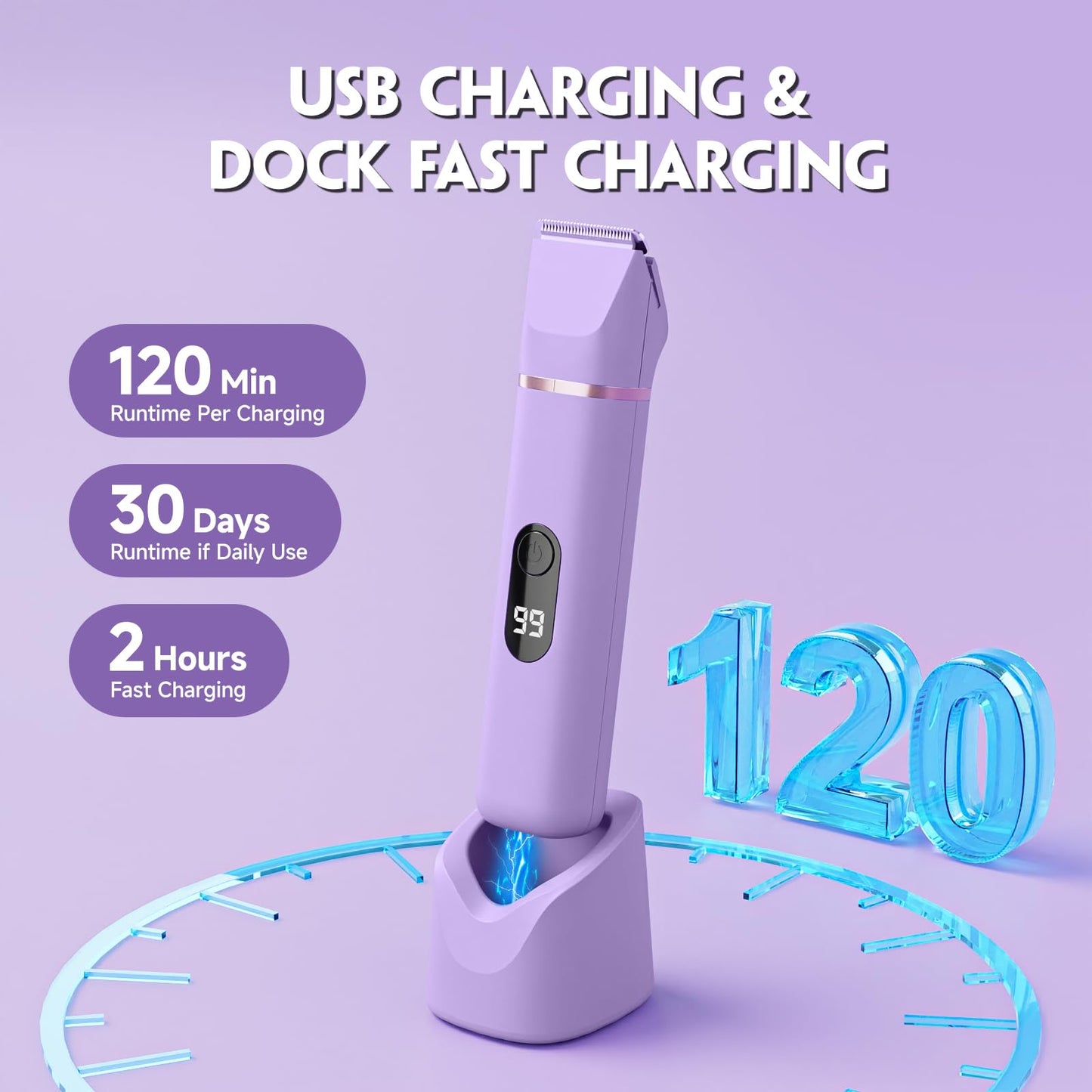 Bikini Trimmer for Women, Tiovara Electric Razor for Private Area, Painless Pubic Hair Trimmer with Charging Dock, IPX7 Waterproof Wet & Dry Lady Beauty and Personal Care tiovara