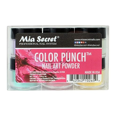 Mia Secret -Color Punch Collection Nail Acrylic Powder set of 6 Beauty & Personal Care Mia Secret