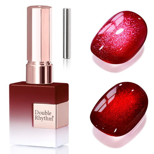 Double Rhythm 15ML Ice Glass Cat Eye Gel Polish with Magnet Holographic Glitter Shimmer Translucent Sheer Color Salon Soak Off Magnetic Nail at Home Beauty and Personal Care Double Rhythm Default Title