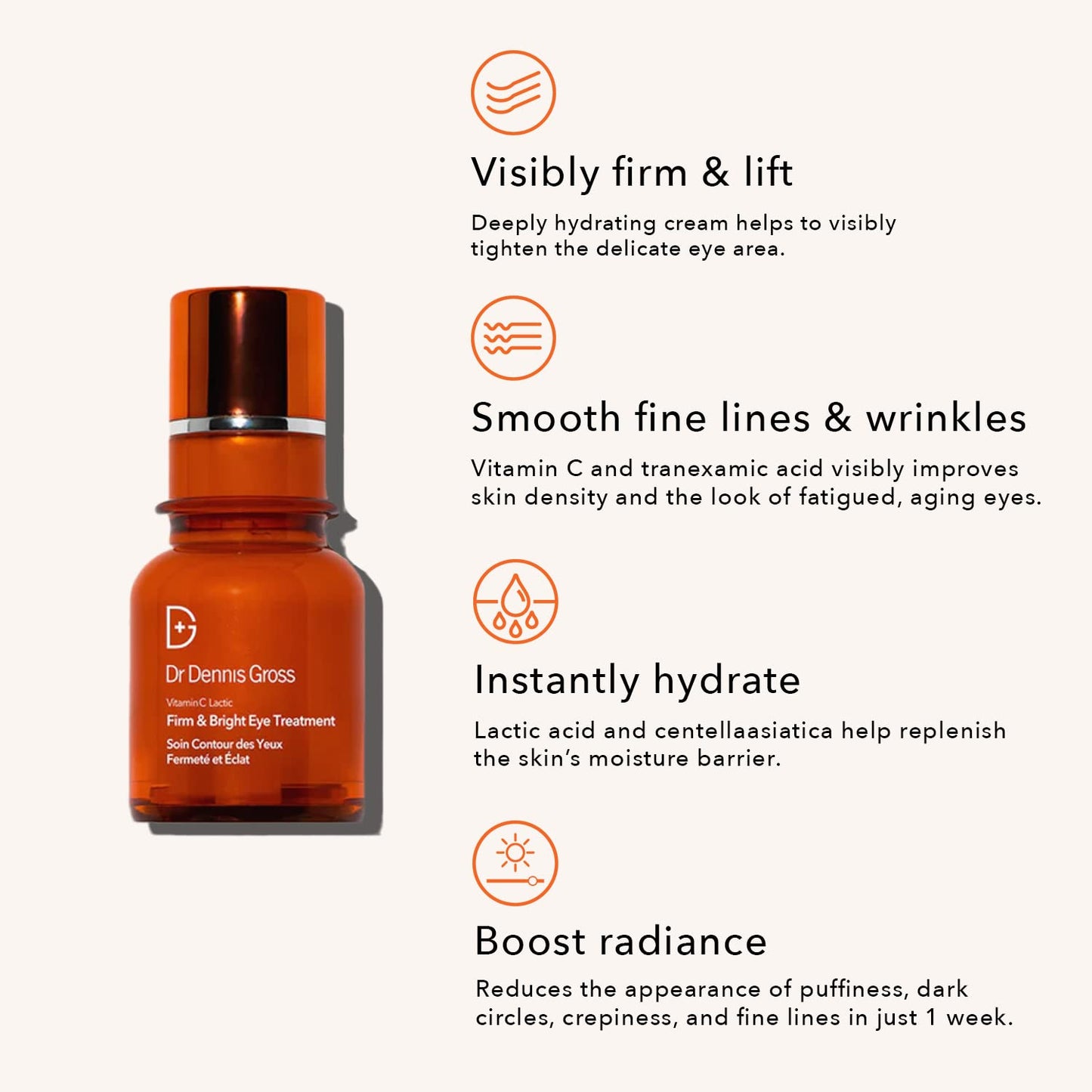 Dr. Dennis Gross Vitamin C Lactic Firm & Bright Eye Treatment | Silky, Lightweight, Fast-Absorbing Treatment to Improve Puffiness, Dark Circles, Beauty & Personal Care Dr Dennis Gross