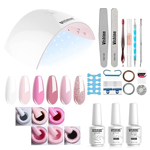 Gel Nail Polish Starter Kit - 6 Colors Gel Polish Set Base Top Coat, 36W LED Nail Dryer Lamp with Full DIY Gel Manicure Nail Tools by Vishine 8ml Beauty & Personal Care Vishine