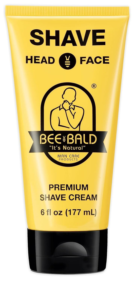 Bee Bald SHAVE Premium Shaving Cream Goes On Light & Slick That's Incredibly Smooth & Quick For Both Face And Head, 6 Fl Oz Beauty & Personal Care Bee Bald