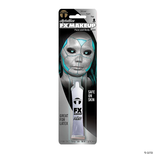 Tinsley Transfers FX Makeup - Face and Body Paint - Water-Based Cream - 7g / 0.24 oz Tube (Metallic Silver), 1 Count Beauty & Personal Care Tinsley Transfers