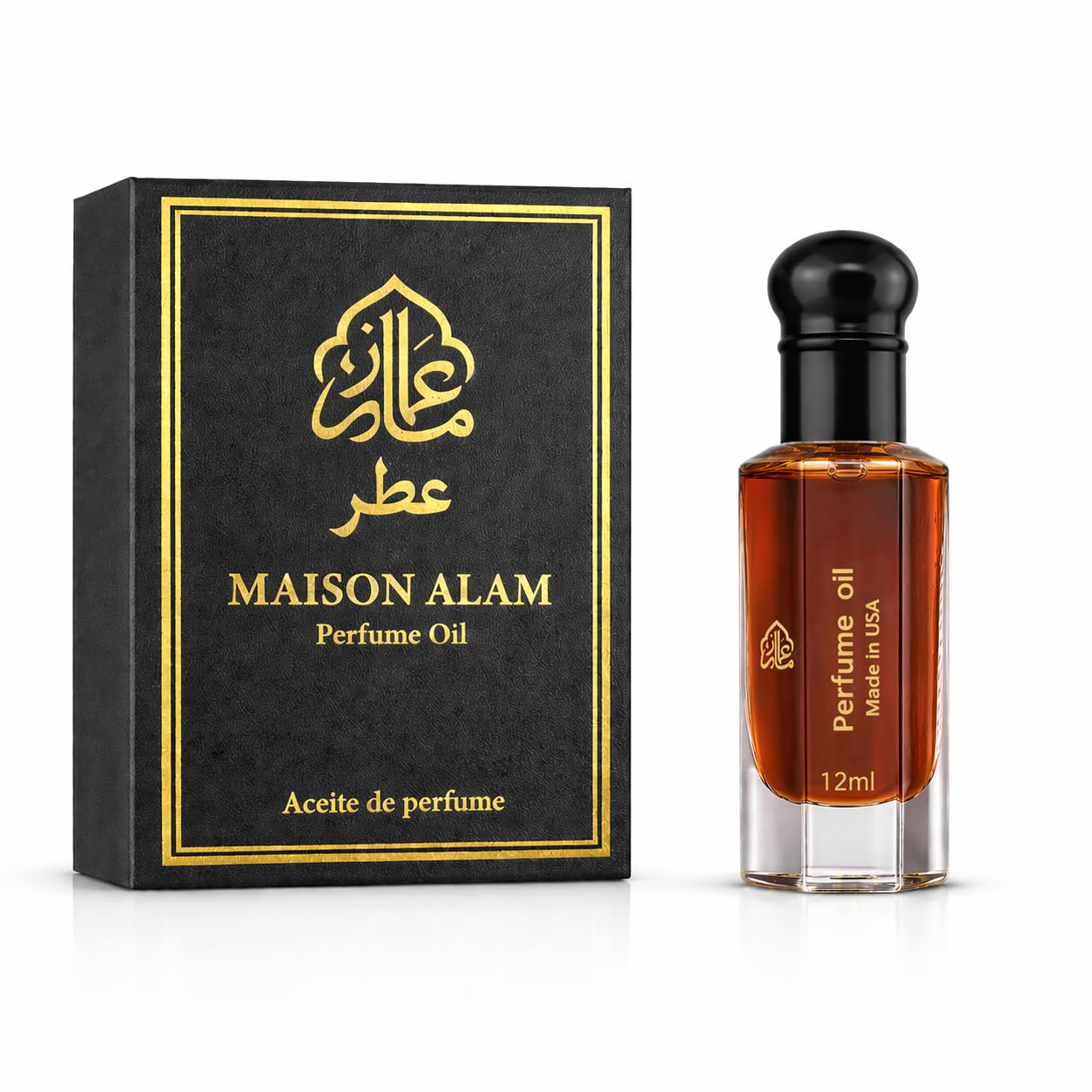 AJO MERCHANDISE Maison Alam Musk Amber Intense Perfume Oil for Men, Long Lasting Unisex Fragrance, Smooth & Warm Scent, Travel Friendly Roll-On 12ml Beauty & Personal Care AJO MERCHANDISE