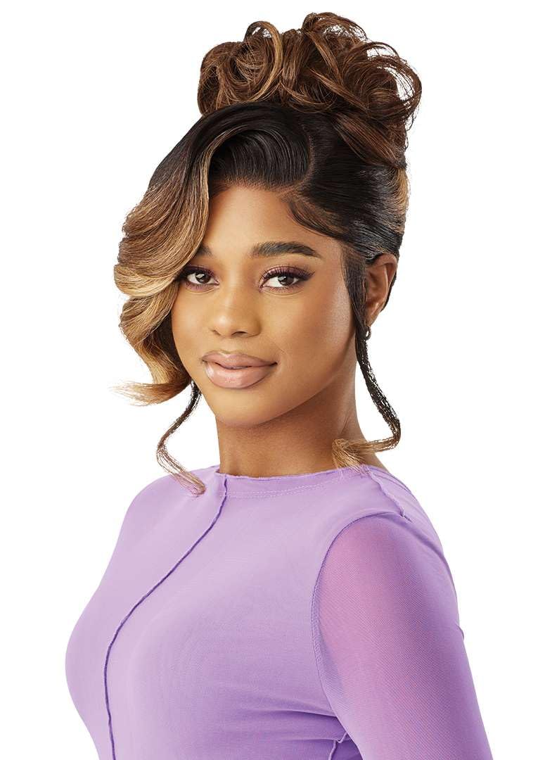 Outre Lace Front Wig - Perfect Hair Line 13X4 - Swoop Series - Swoop 11 (DARK BROWN 2)