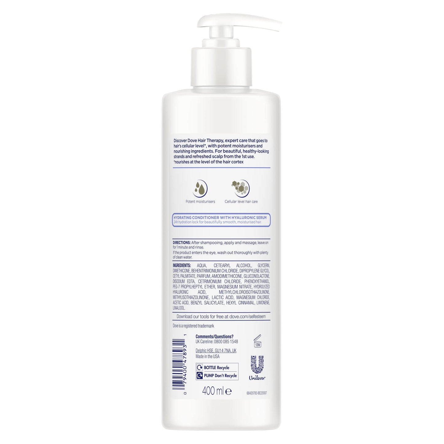 Dove Hair Therapy Conditioner for Dry Hair Hydration Spa Hair Conditioner with Hyaluronic Serum 13.5 fl oz Beauty & Personal Care Dove