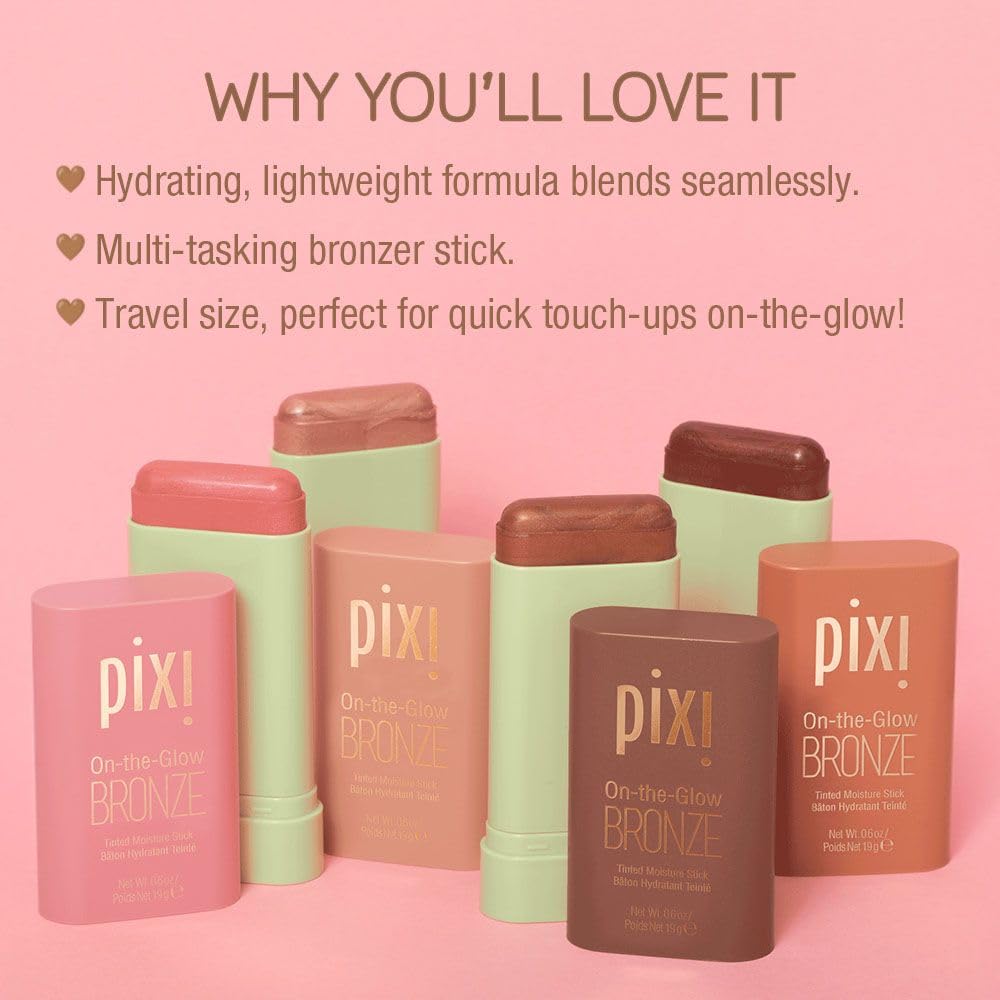 Pixi On-the-Glow Bronze - BeachGlow, Hydrating Tinted Moisture Bronzer Stick with Ginseng, Aloe Vera & Fruit Extracts, For Cheeks & Lips, 19g / 0.6oz Beauty & Personal Care Pixi