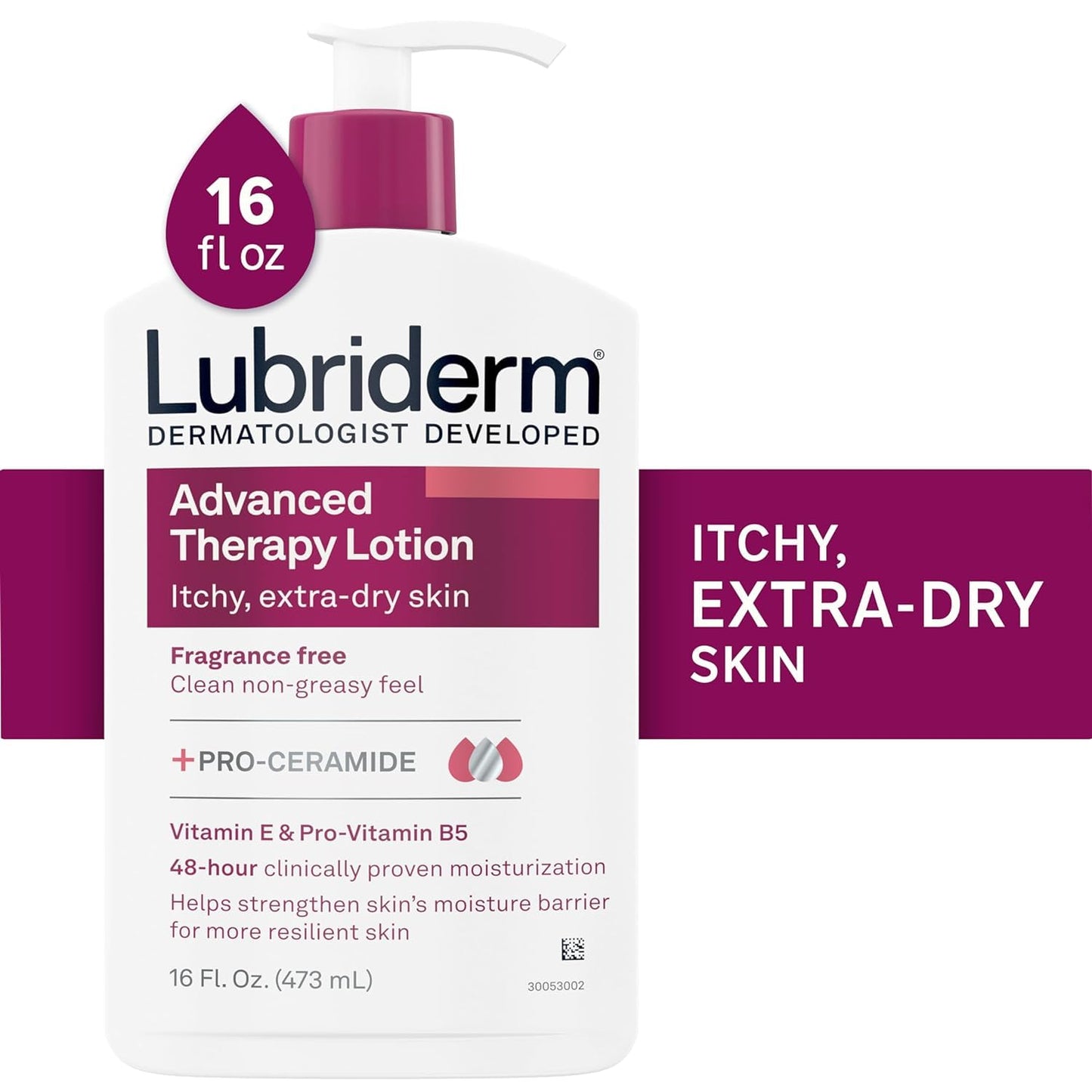 Lubriderm Advanced Therapy Fragrance Free Moisturizing Hand & Body Lotion + Pro-Ceramide with Vitamins E & Pro-Vitamin B5, Intense Hydration for Itchy Beauty & Personal Care Lubriderm