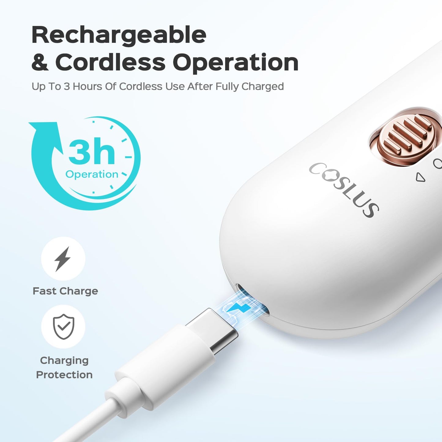 COSLUS C43 Professional Manicure Pedicure Kit, 5-in-1 Electric Nail File for Toenail Hand Feet, Basic & Thick Nails Care, Cordless, 5 Speeds, for Men Beauty and Personal Care COSLUS