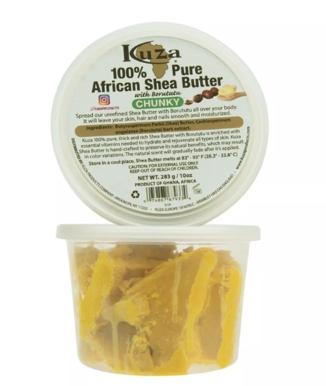 Kuza 100% Pure African Shea Butter with Borututu, Chunky Yellow, 10 oz Beauty & Personal Care Kuza