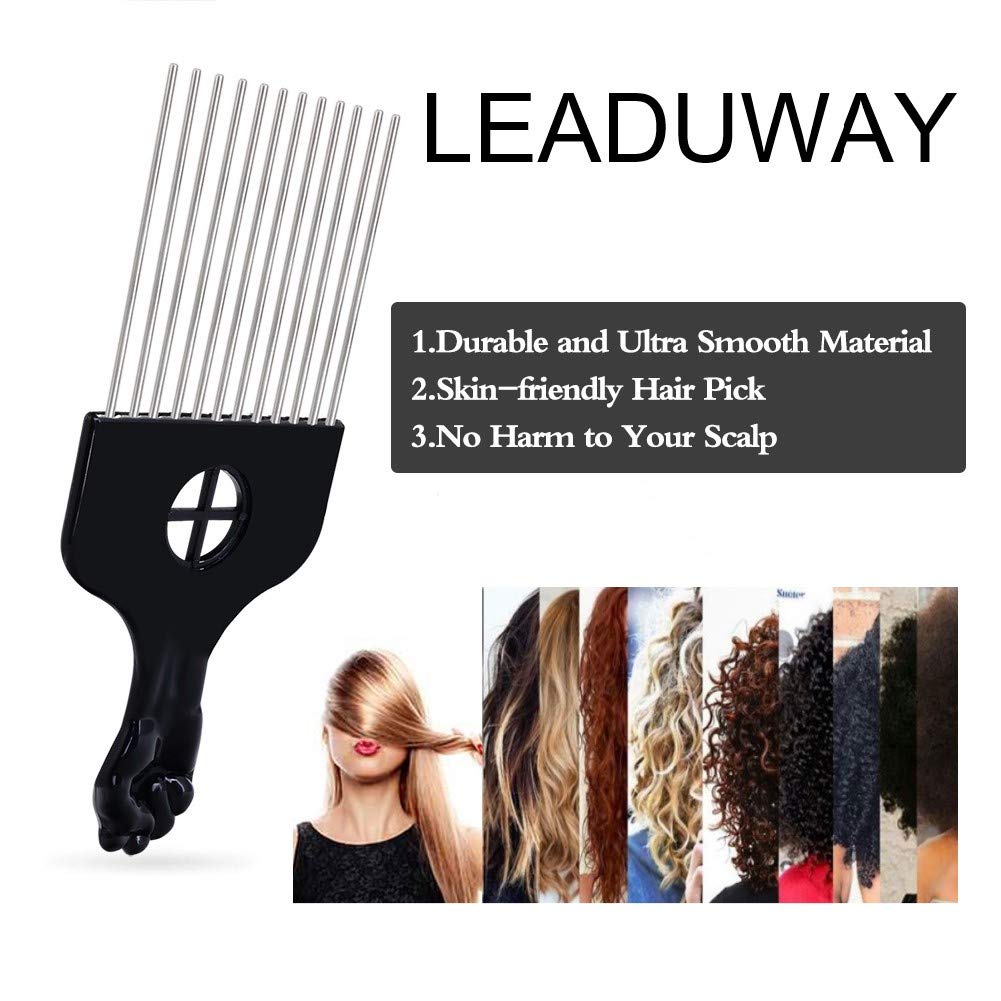 LEADUWAY Hair Pick, Hair Comb, Metal Pick Comb, Detangle Wig Braid Hair Styling Comb, Black, 1 PACK Beauty & Personal Care LEADUWAY