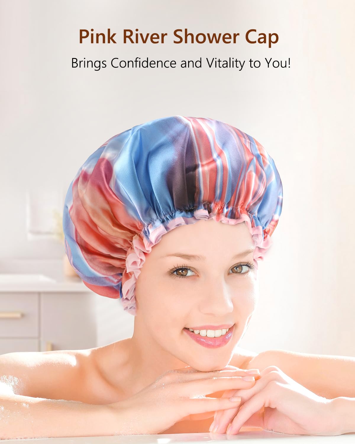 mikimini 2 Pack Waterproof Shower Caps - Reusable and Washable - Pink Fashionable Shower Caps for Women and Girls - Medium Size - Perfect for Kids Beauty & Personal Care mikimini
