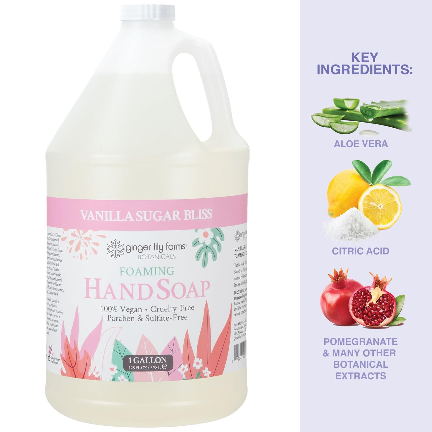 Ginger Lily Farms Botanicals All-Purpose Foaming Hand Soap Refill, 100% Vegan & Cruelty-Free, Vanilla Sugar Bliss Scent, 1 Gallon (128 fl oz) Beauty & Personal Care Ginger Lily Farms