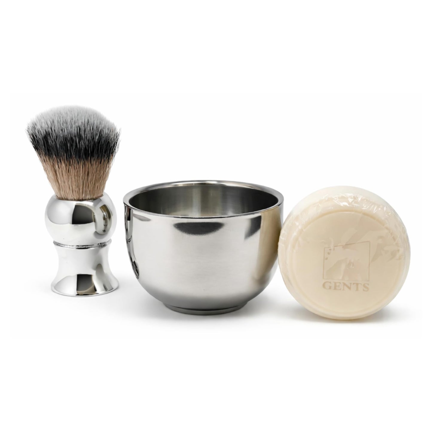 GENTS Men’s Traditional Wet Shaving Kit - 3 Piece Stainless Steel Set with Steel Bowl, Natural Shave Soap & Synthetic Brush - Perfect Grooming Gift Beauty and Personal Care G.B.S