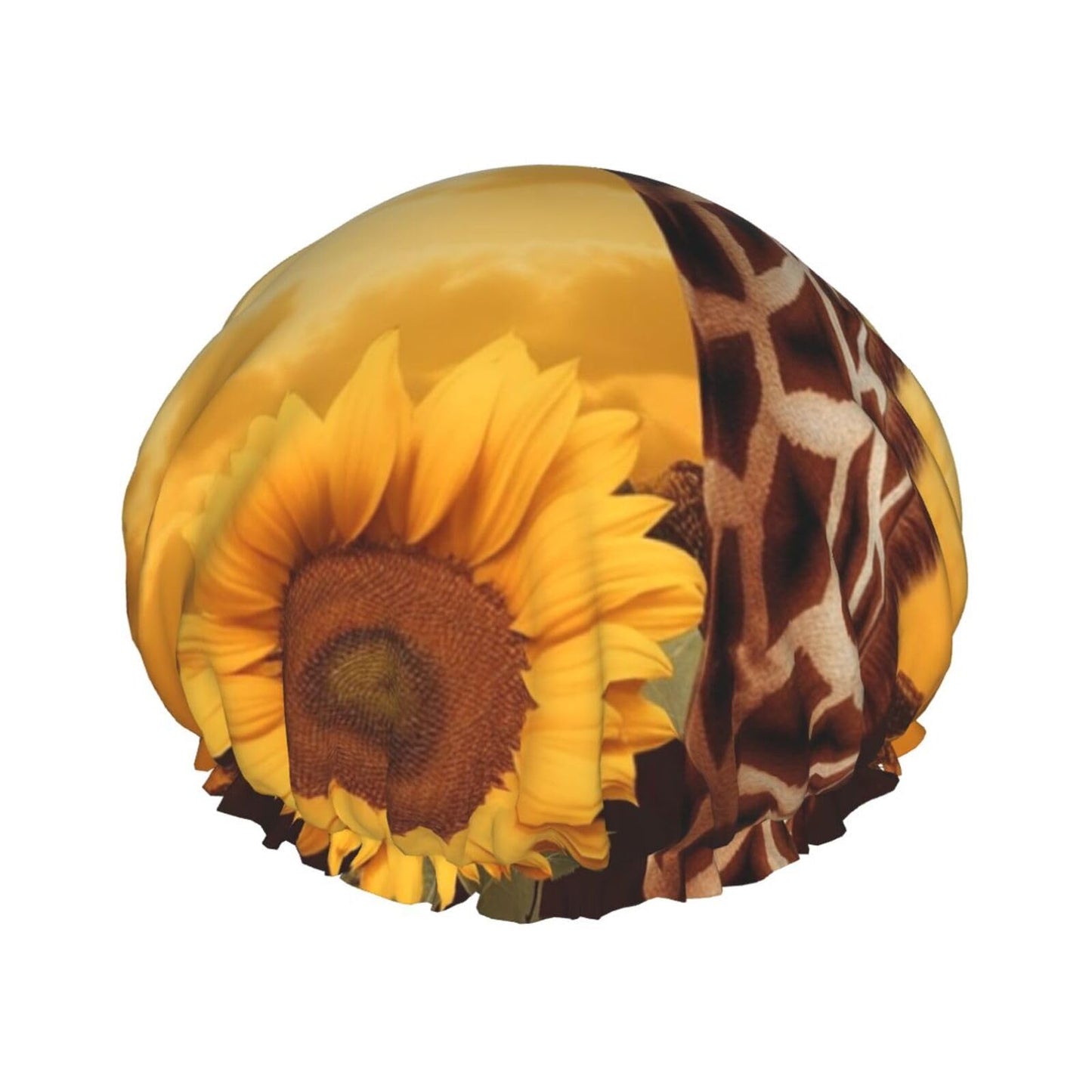 Giraffe and sunflower Shower Cap for Women Men Large Reusable Shower Bonnet Double-Layer Waterproof Bath Caps Elastic Band Hair Hat for All Beauty and Personal Care BWLHJKE