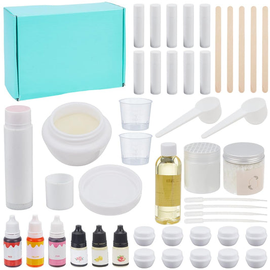 WEBEEDY DIY Lip Balm Kit,53 Pcs Natural Moisturizing DIY Lip Gloss Making Kit with Beeswax,Shea Butter,Essential Oil,Empty Lip Balm Tube,Make Your Own Beauty and Personal Care WEBEEDY