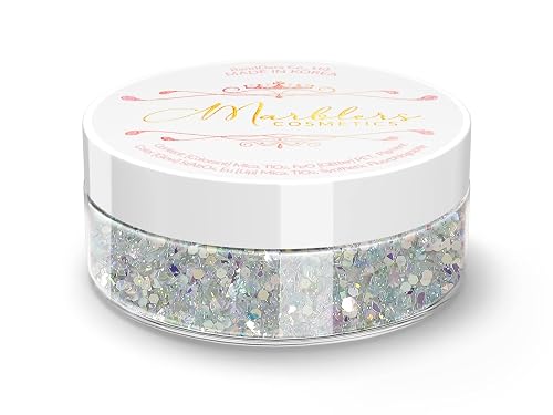 MARBLERS Mixed Shaped Face & Body Glitter [Silver] 0.18oz (5g) | Chunky | Chopped | Flake | Non-Toxic | Vegan | Cruelty-Free | Festival, Rave & Party Beauty & Personal Care MARBLERS
