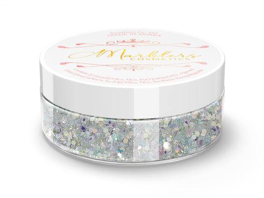 MARBLERS Mixed Shaped Face & Body Glitter [Silver] 0.18oz (5g) | Chunky | Chopped | Flake | Non-Toxic | Vegan | Cruelty-Free | Festival, Rave & Party Beauty & Personal Care MARBLERS